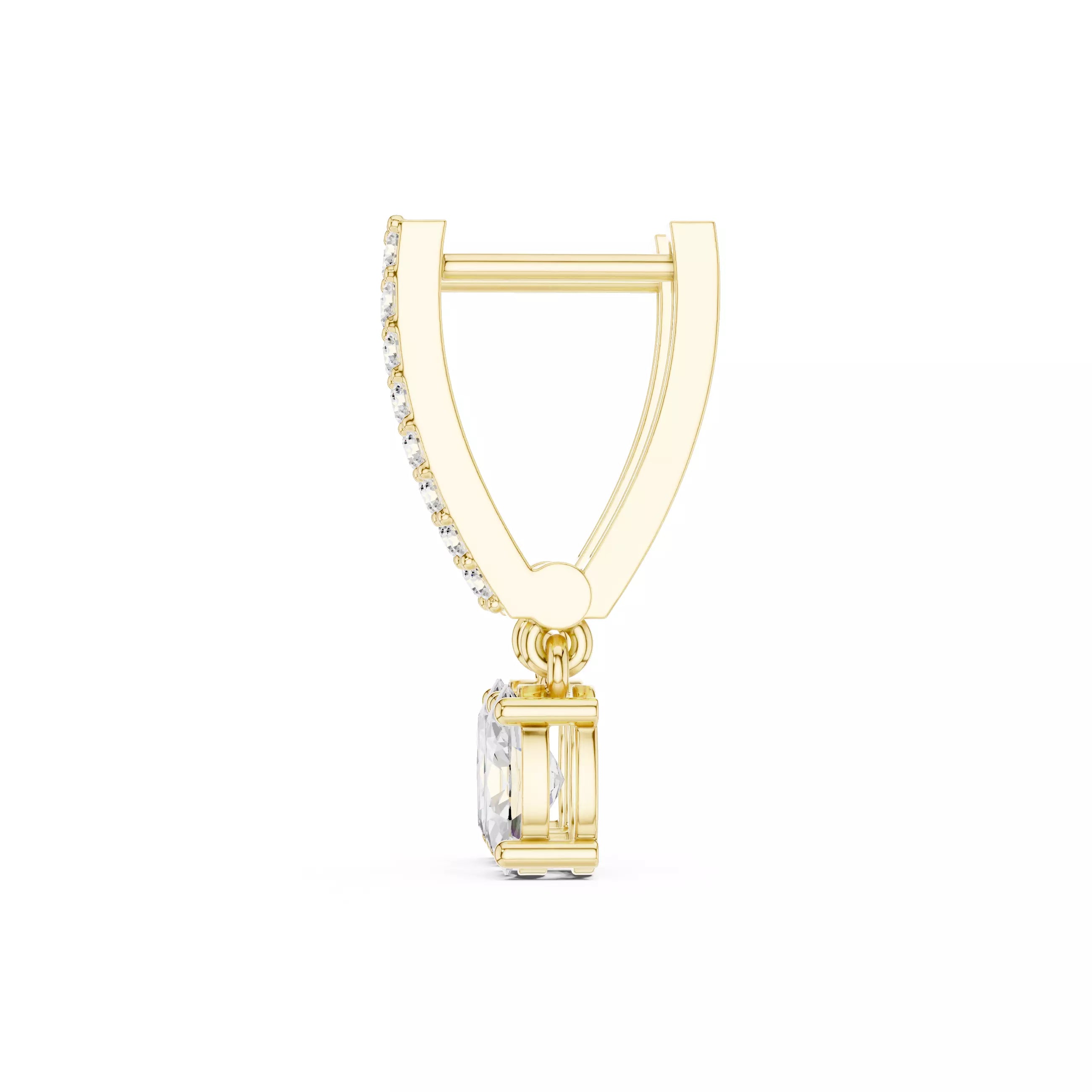 Oval Diamond Drop Earrings with Pavé Bar Setting