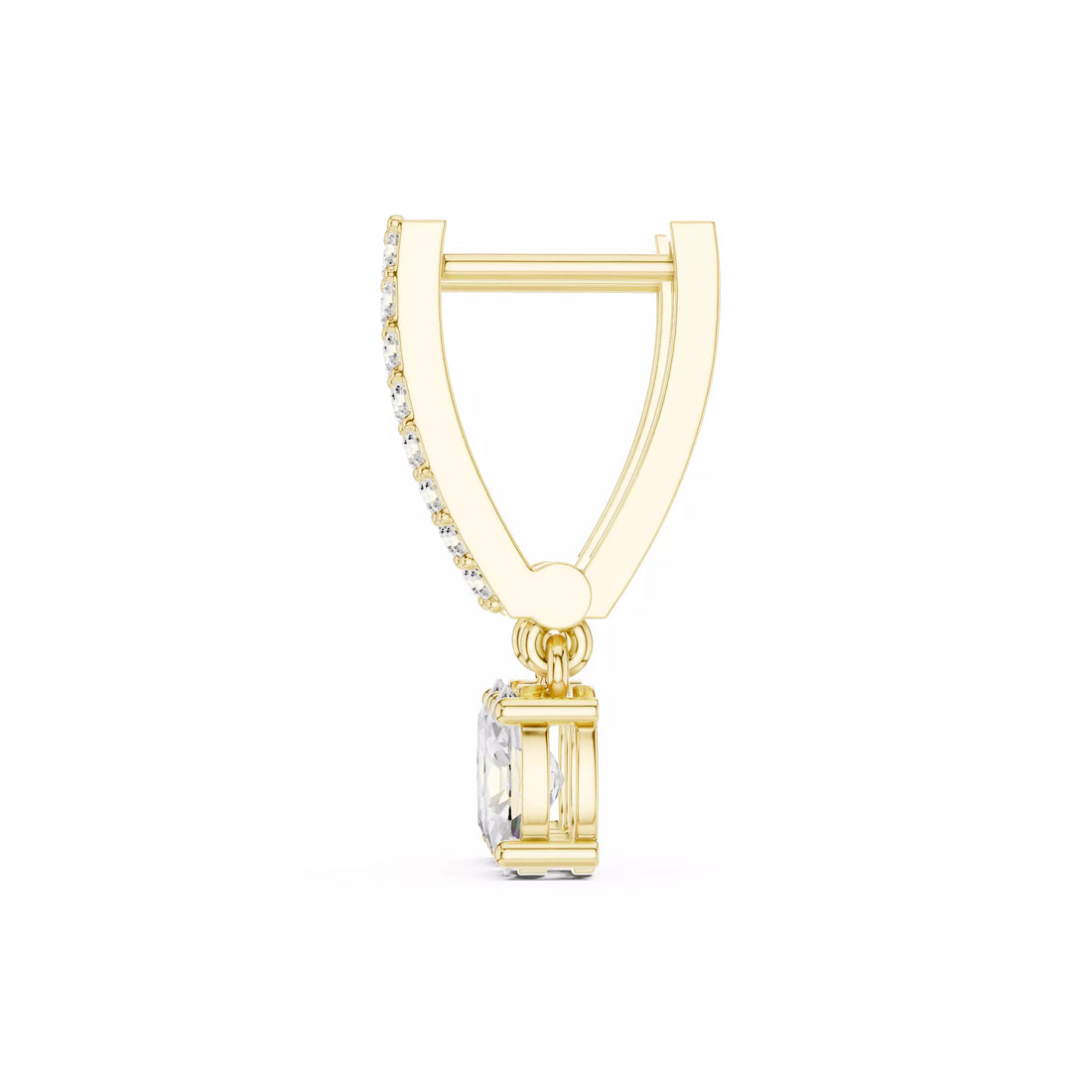 Oval Diamond Drop Earrings with Pavé Bar Setting