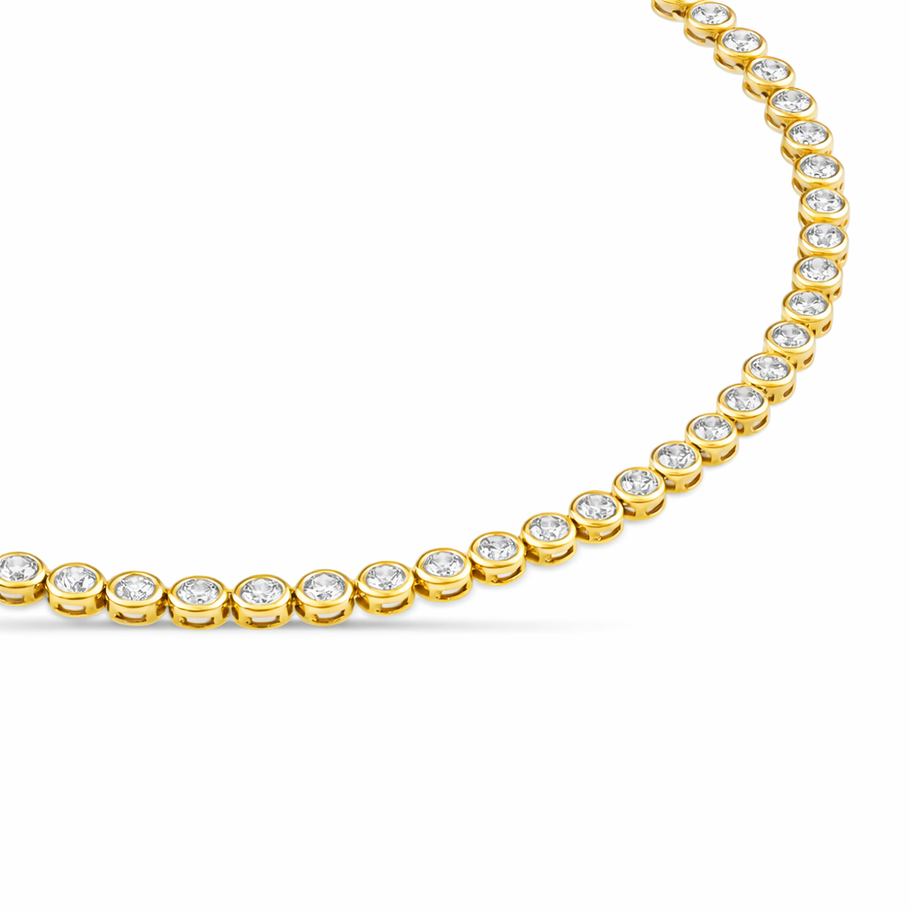 Bezel Set Diamond Tennis Necklace For Men And Women