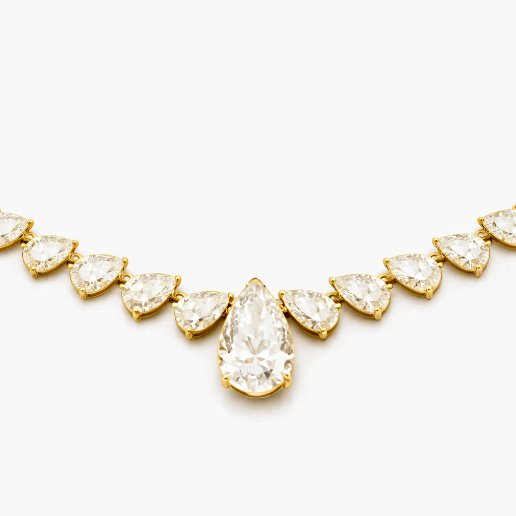 Pear Cut Diamond Tennis Necklace Elegant Bridal Jewelry Gift
