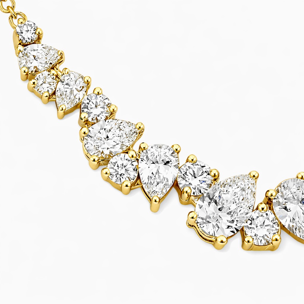 Pear\Round Cut Diamond Cluster Necklace For Women