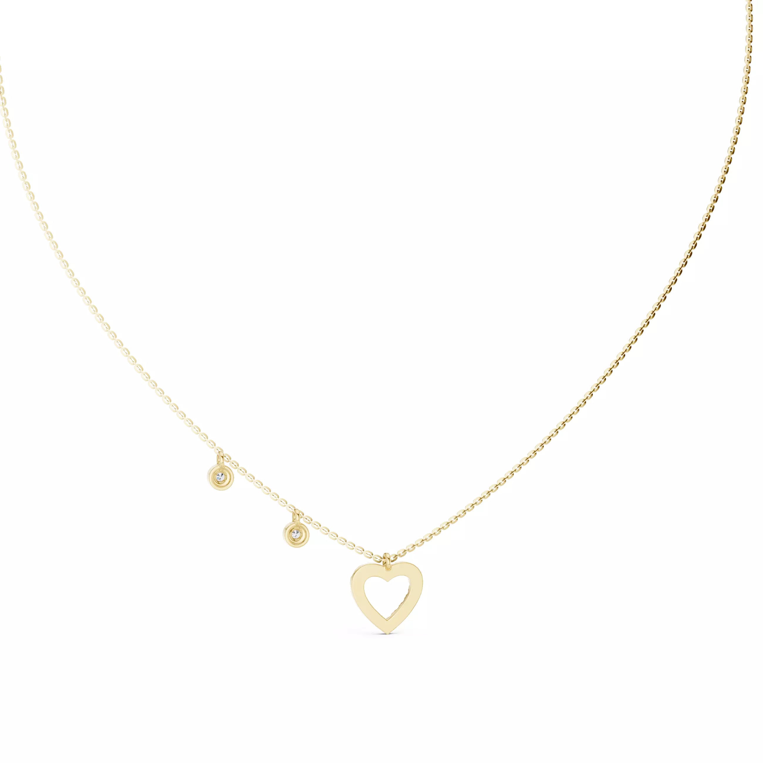 Round Diamond Heart Shape Pendant Necklace With Dangle Charms