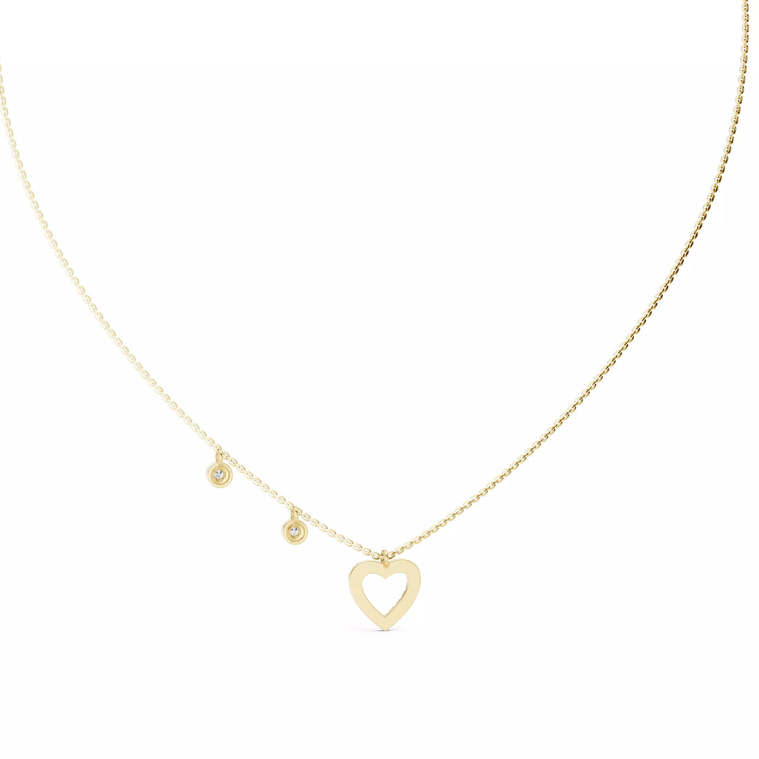 Round Diamond Heart Shape Pendant Necklace With Dangle Charms