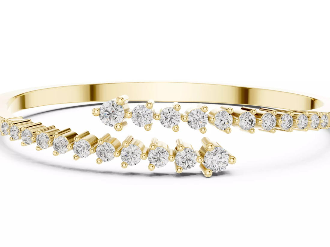 Round Cut Diamond Bangle Bracelet Modern Luxury Jewelry