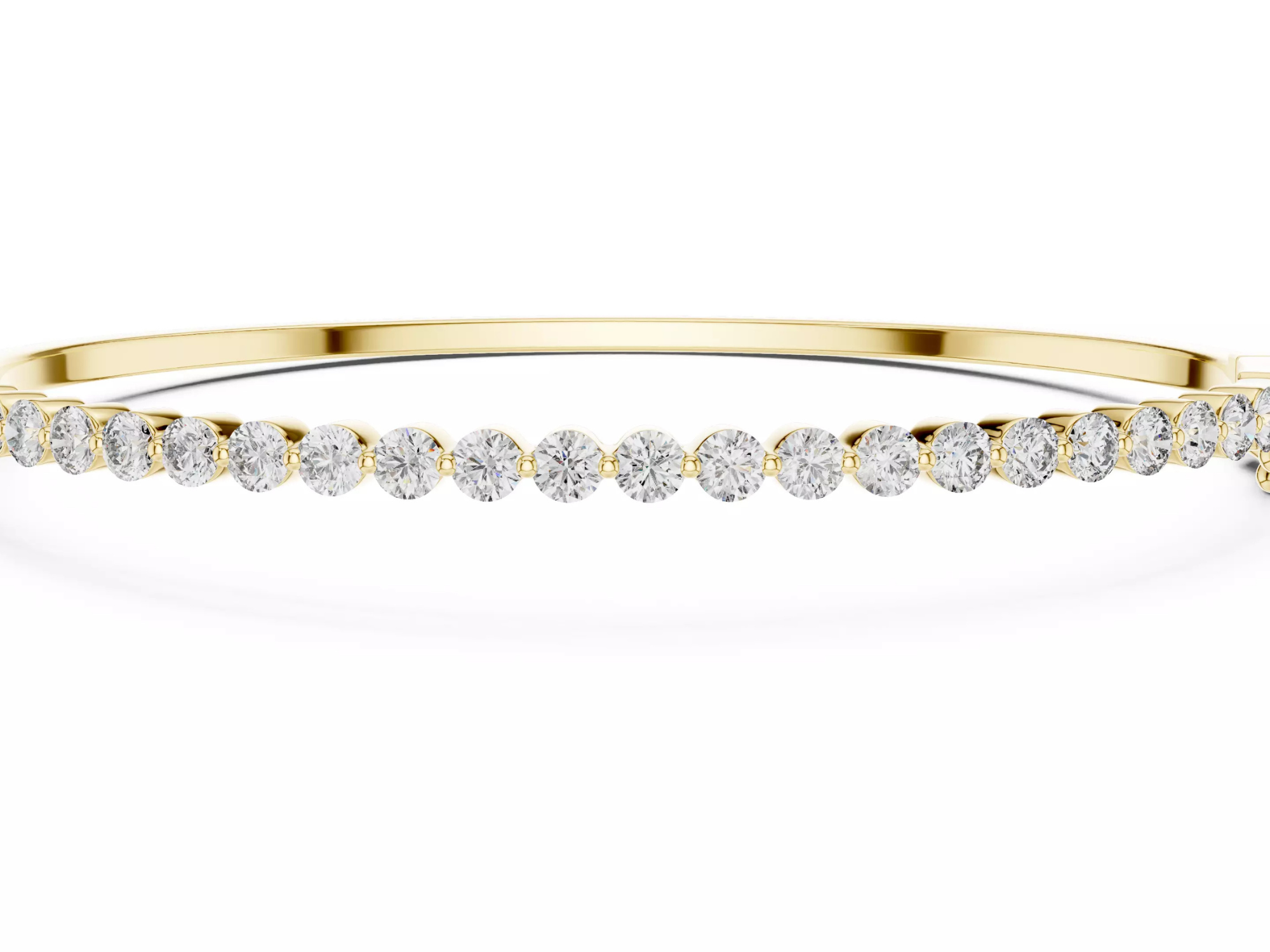 Round Cut Half Diamond Bangle Bracelet | Fine Jewelry