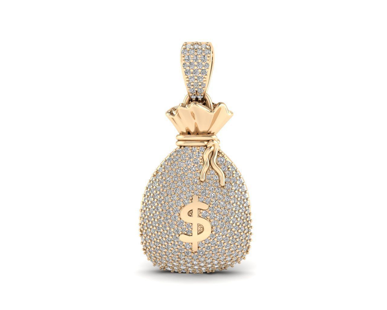 Iced Dollar Money Bag Diamond Pendant