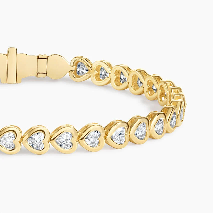 Heart Shape Diamond Bezel Set Tennis Bracelet For Women