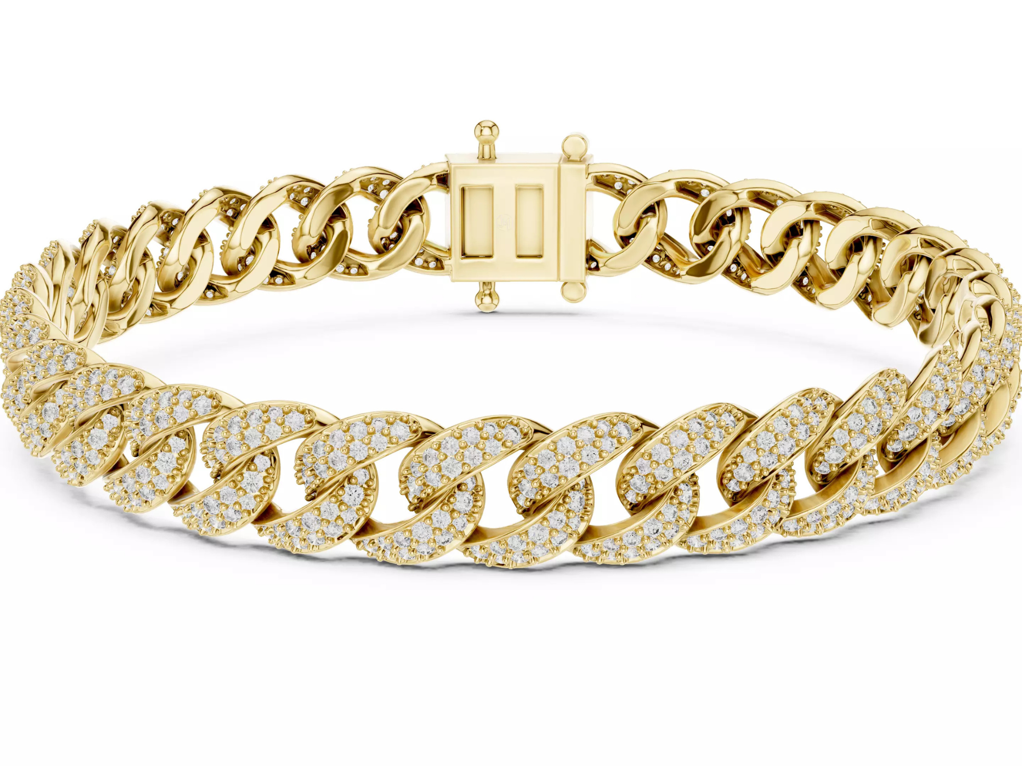 Luxury Iced Cuban Link Bracelet Diamond Statement Jewelry