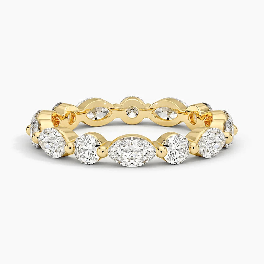 Round And Marquise Diamond Eternity Band Wedding Ring For Women