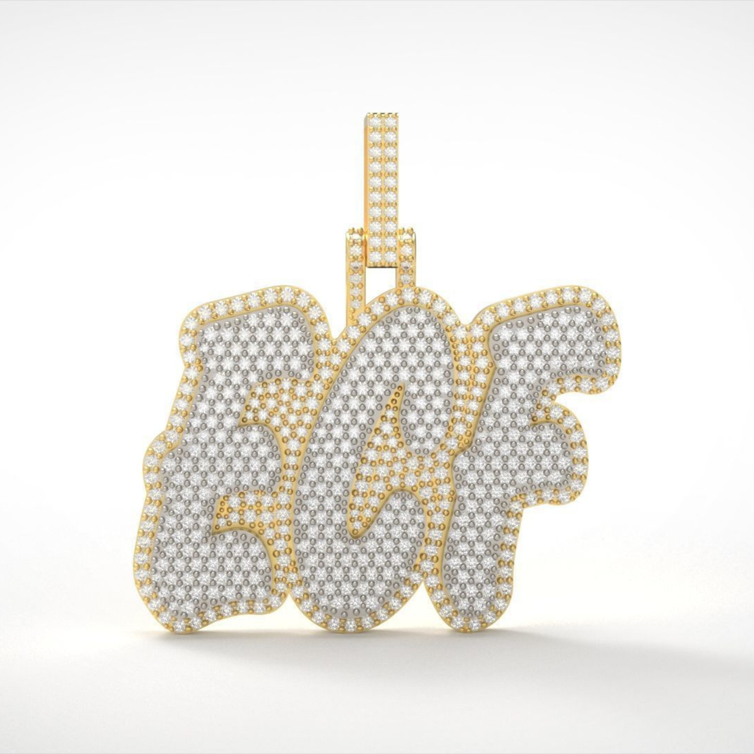 Icedout 3CF Custom Letter Name  Hip Hop Pendant