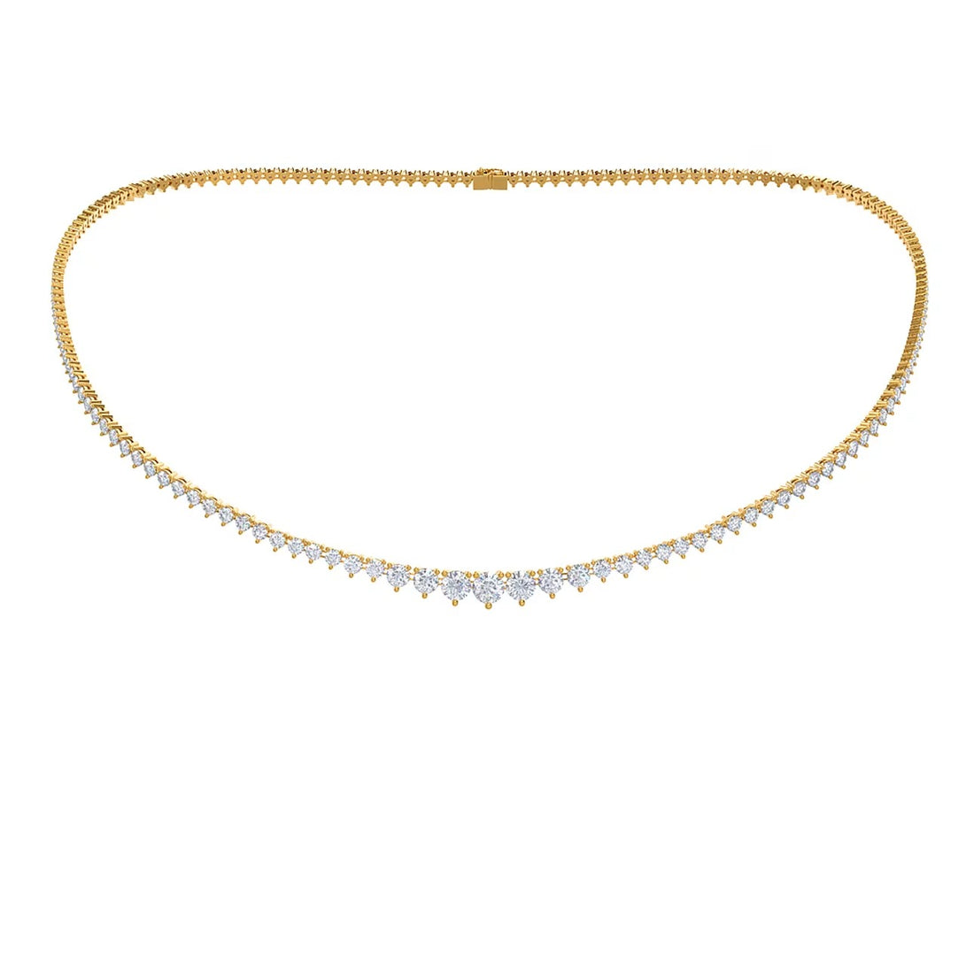 Round Cut Diamond Tennis Necklace Elegant Luxury Jewelry