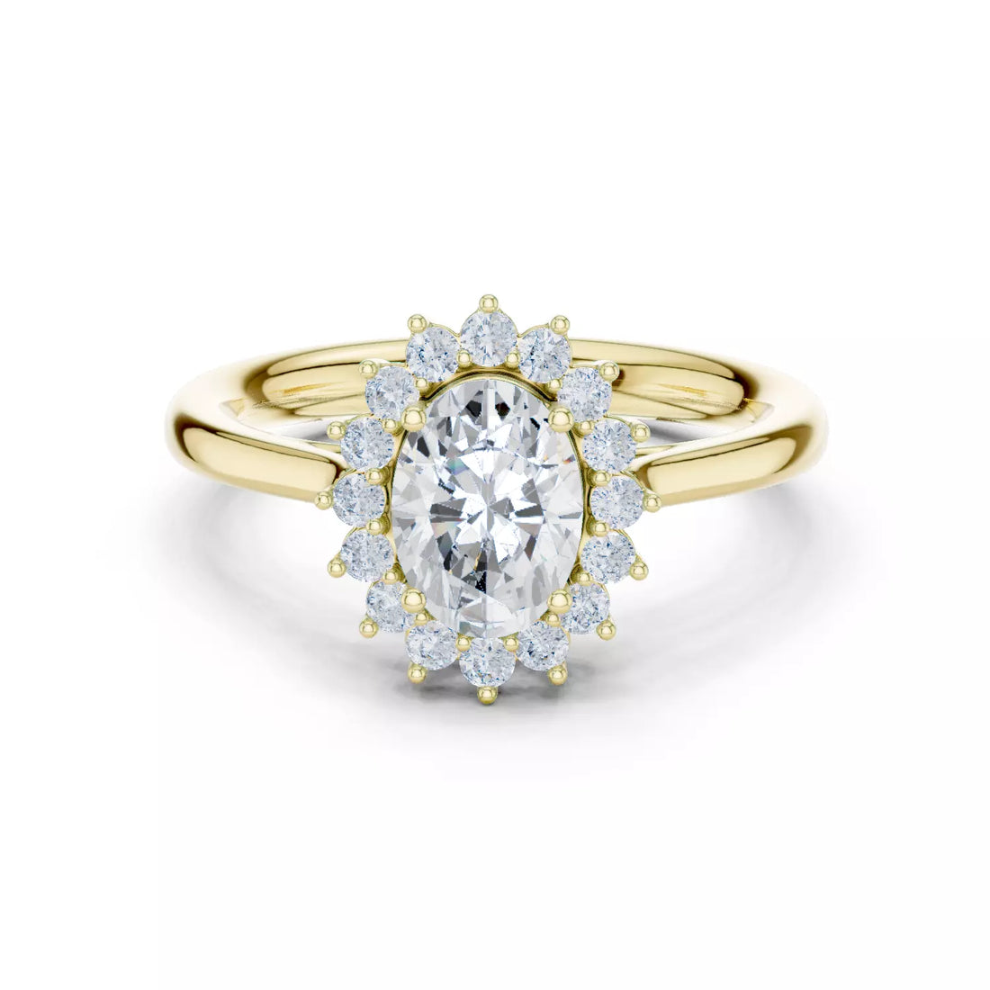 Oval cut Diamond Halo Engagement Ring