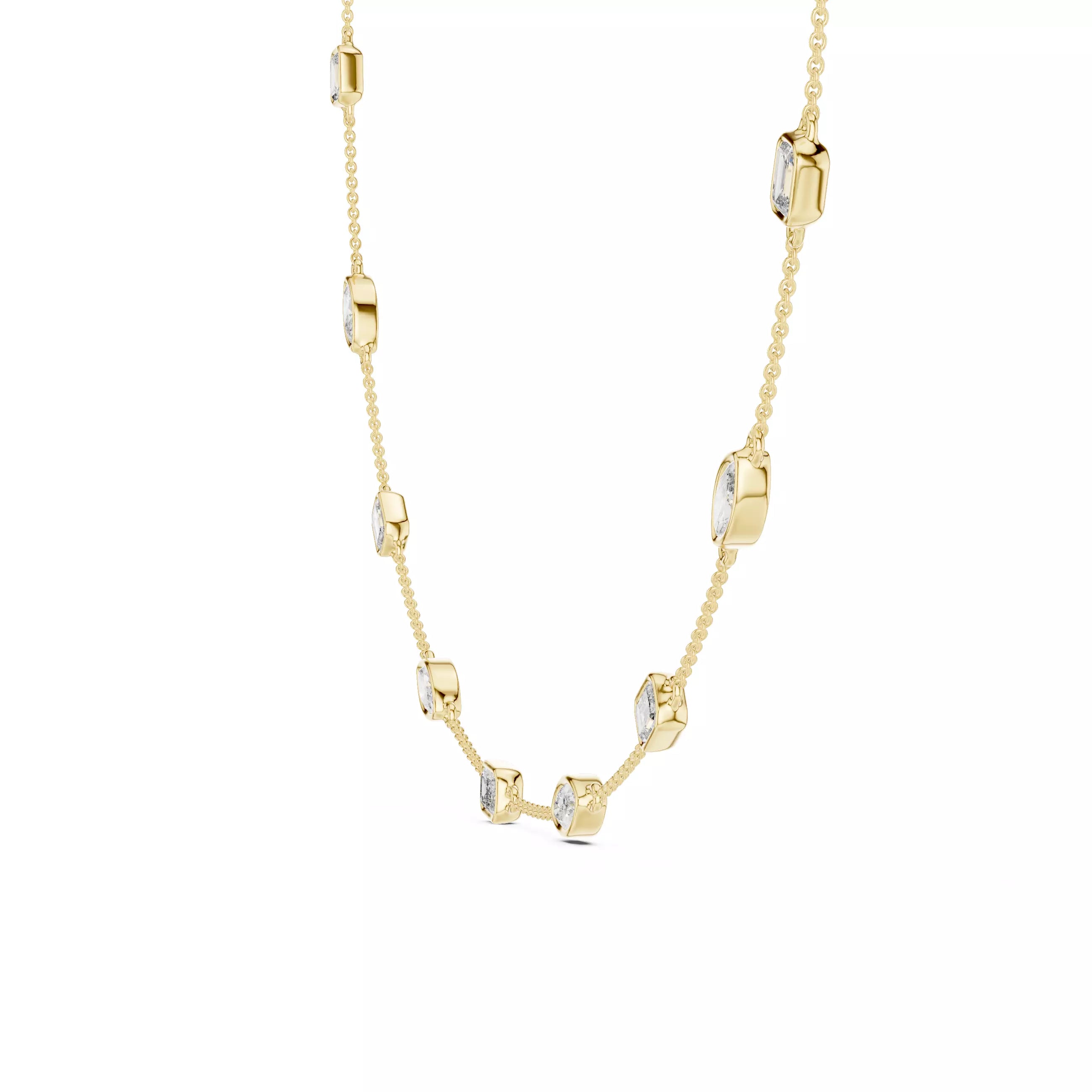 Multi Shape Diamond Bezel Station Necklace
