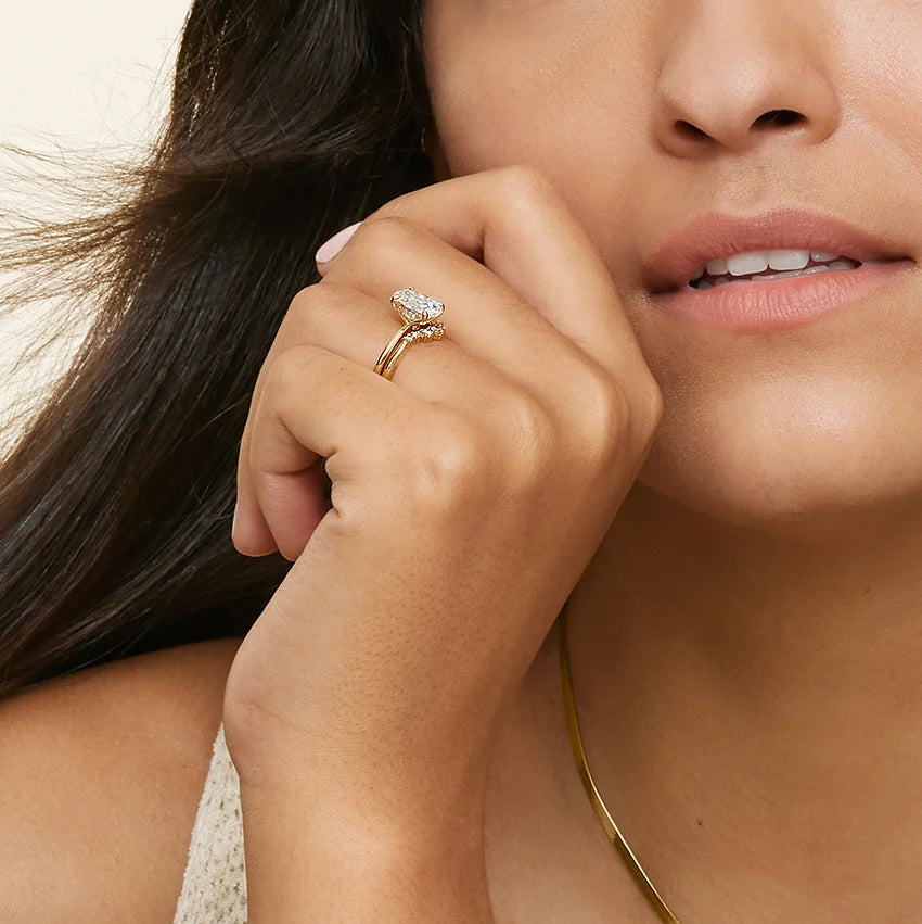 Curved Diamond Wedding Band Elegant Stackable Promise Ring