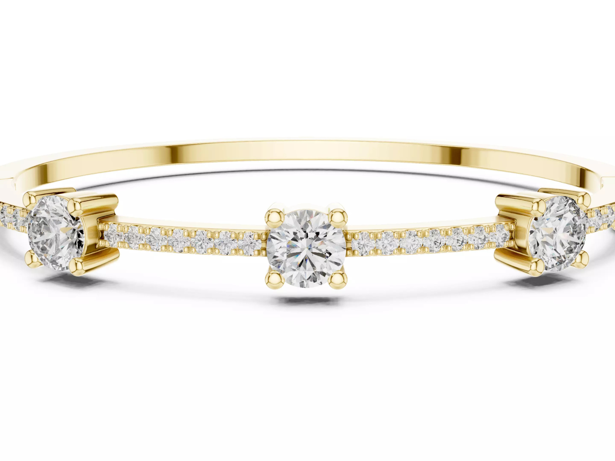 Three Stone Diamond Bangle Bracelet Luxury Jewelry