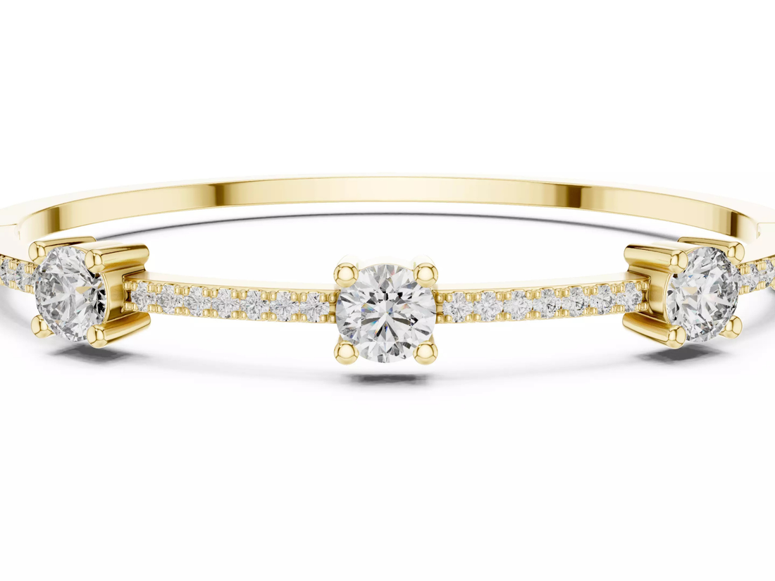 Three Stone Diamond Bangle Bracelet Luxury Jewelry