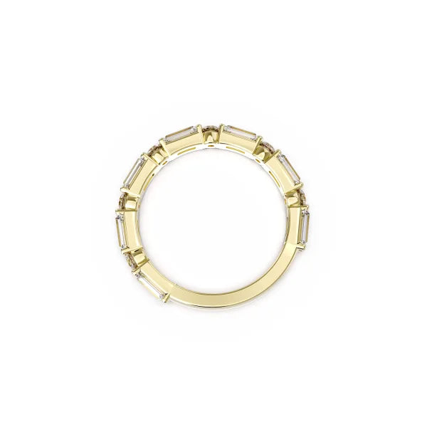 Baguette Round Cut Diamond Half Eternity Wedding Band for Women