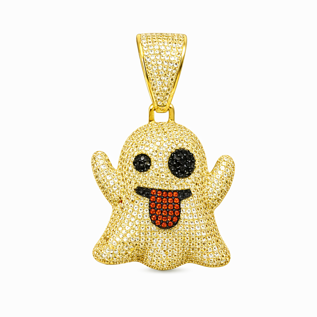 Cartoon Ghost Statement Pendant Hip Hop Silver jewelry
