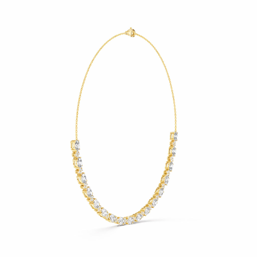Graduated Diamond Curve Necklace For Women
