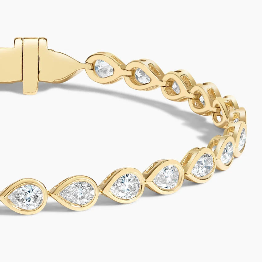 Pear Shape Diamond Bezel Set Tennis Bracelet For Women