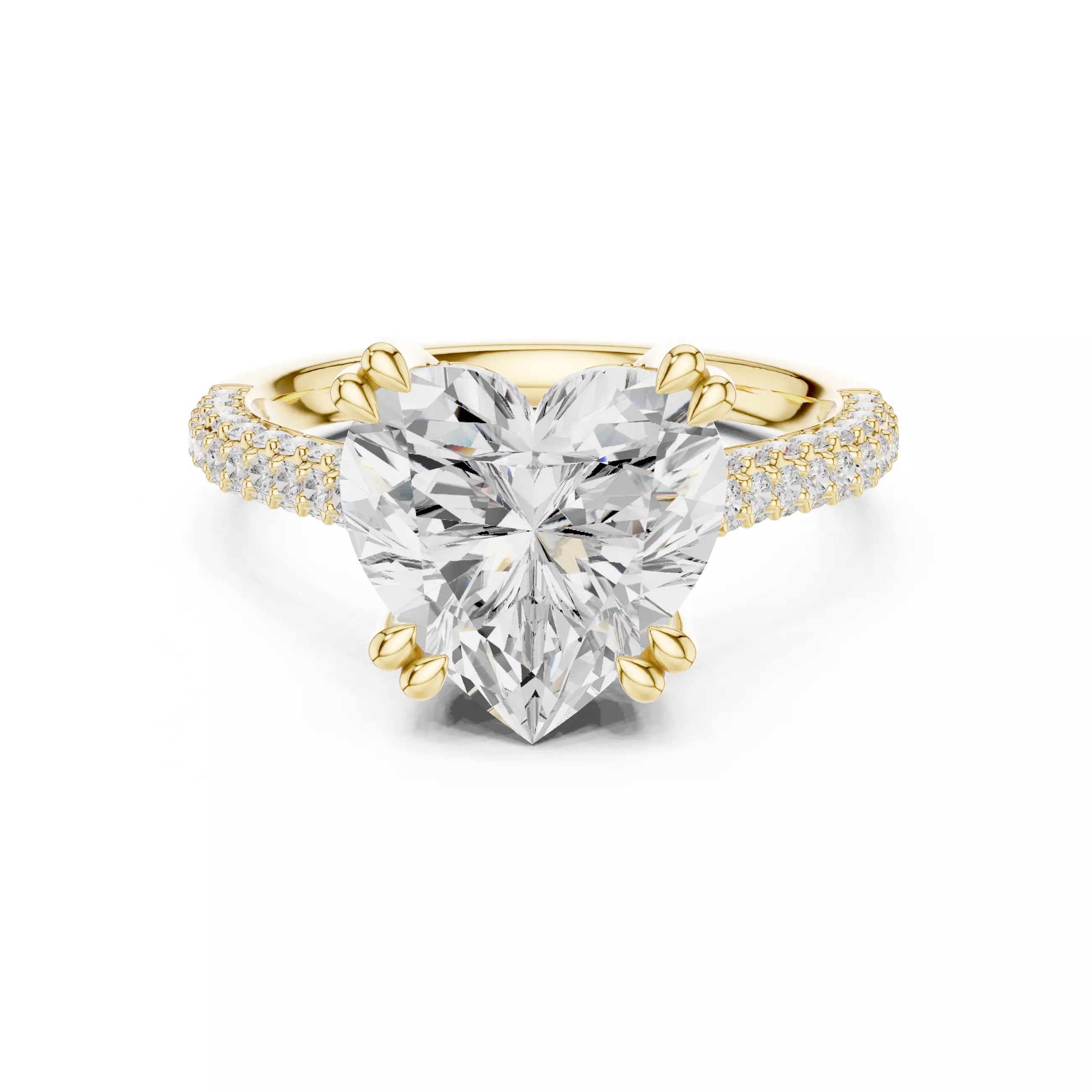 Heart cut Diamond Hidden Halo Pave Setting Engagement Ring