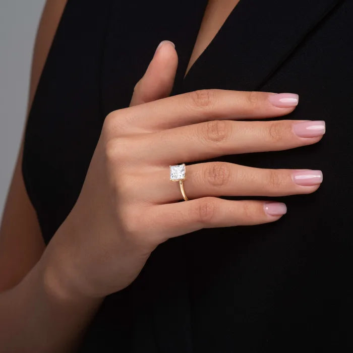 Princess Cut Solitaire Four Prong Engagement Ring