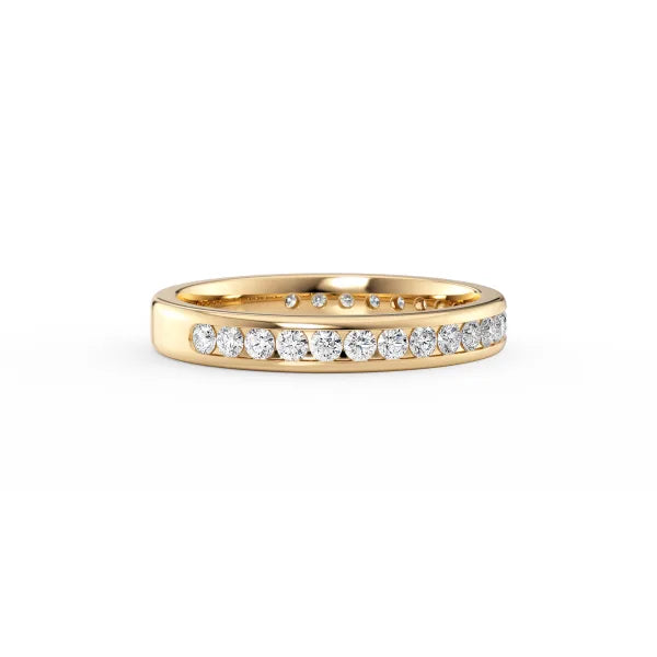 Round Diamond Channel Set Eternity Band Ring For Women Wedding Jewelry