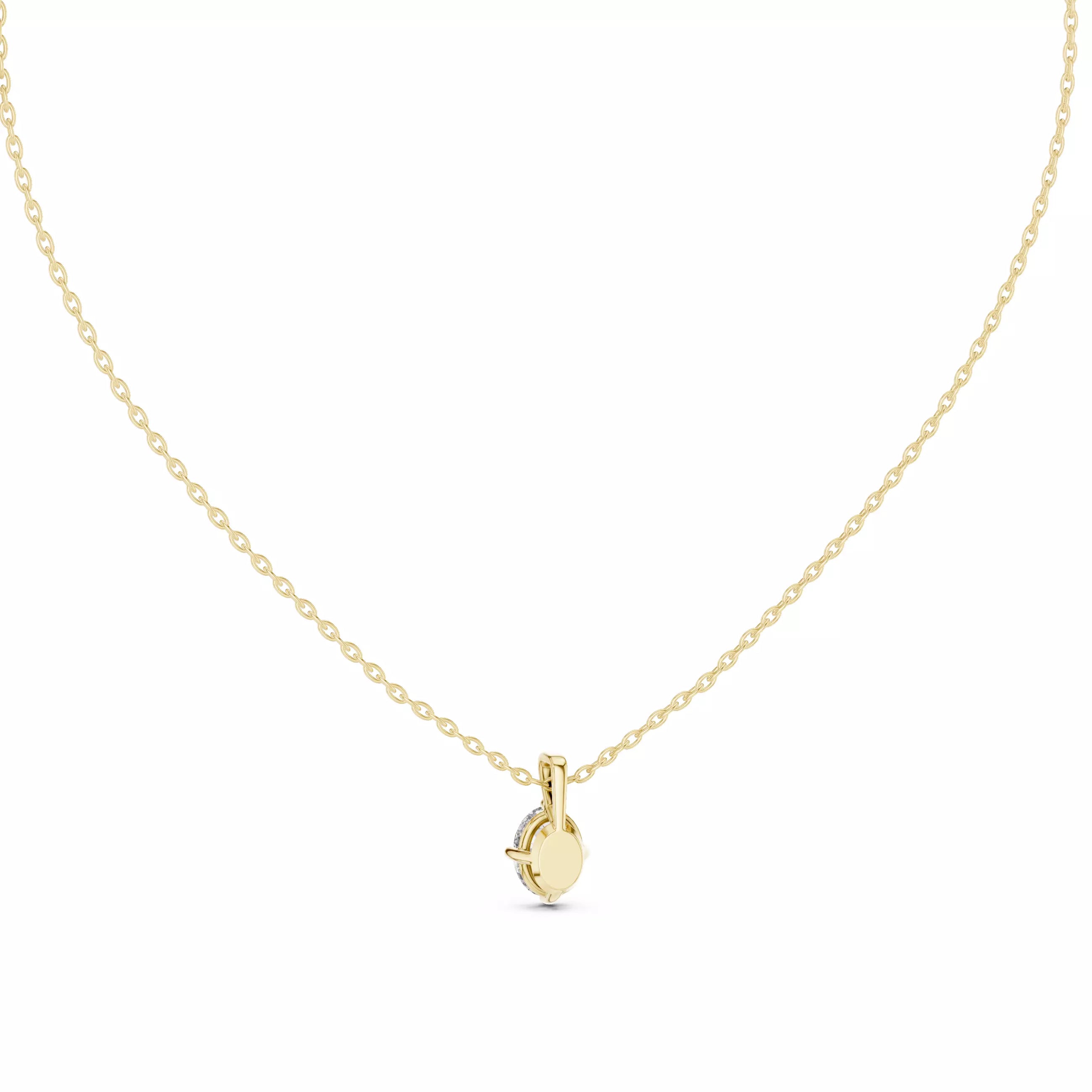 Oval Cut Diamond Solitaire Pendant Necklace