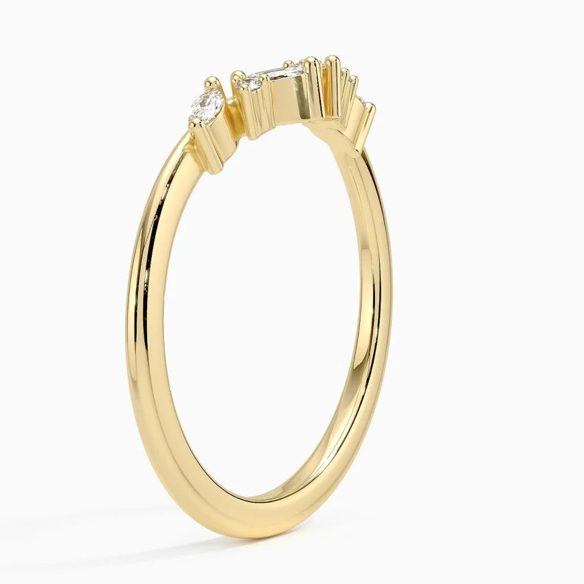 Curved Diamond Wedding Band for Women Elegant Bridal Ring
