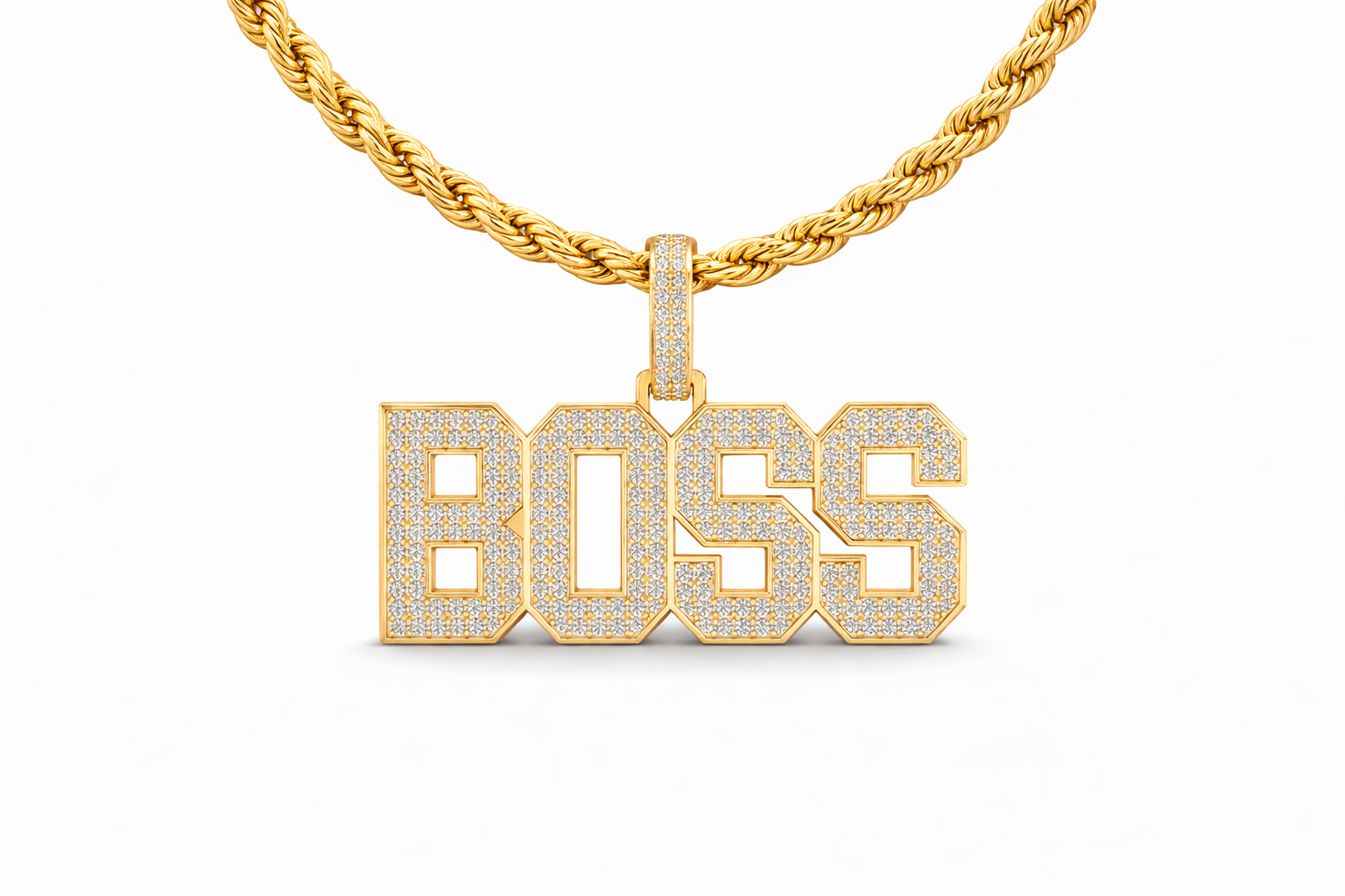 BOSS Iced Diamond Pendant – Luxury Hip Hop Style