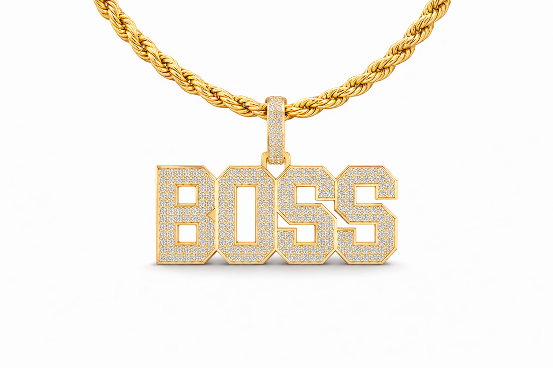 BOSS Iced Diamond Pendant – Luxury Hip Hop Style