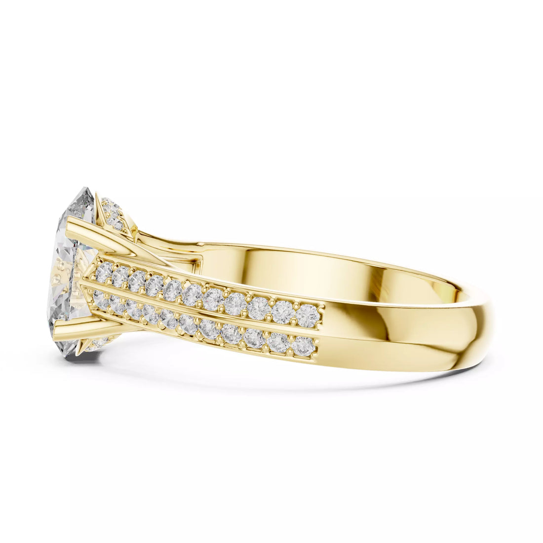 Oval cut Diamond Double Pavé Band Engagement Ring