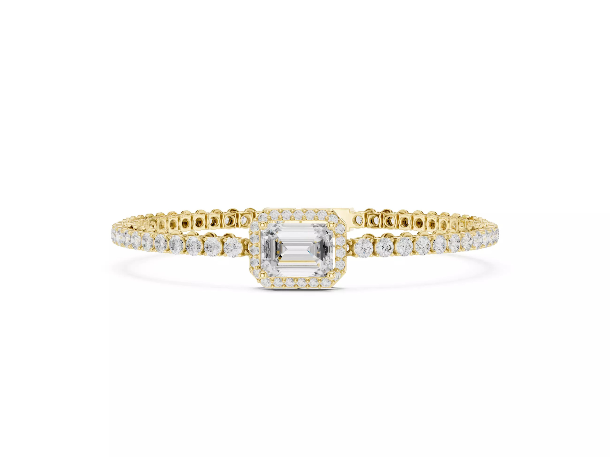 Emerald \ Round Cut Diamond Halo Tennis Bracelet Fine Jewelry