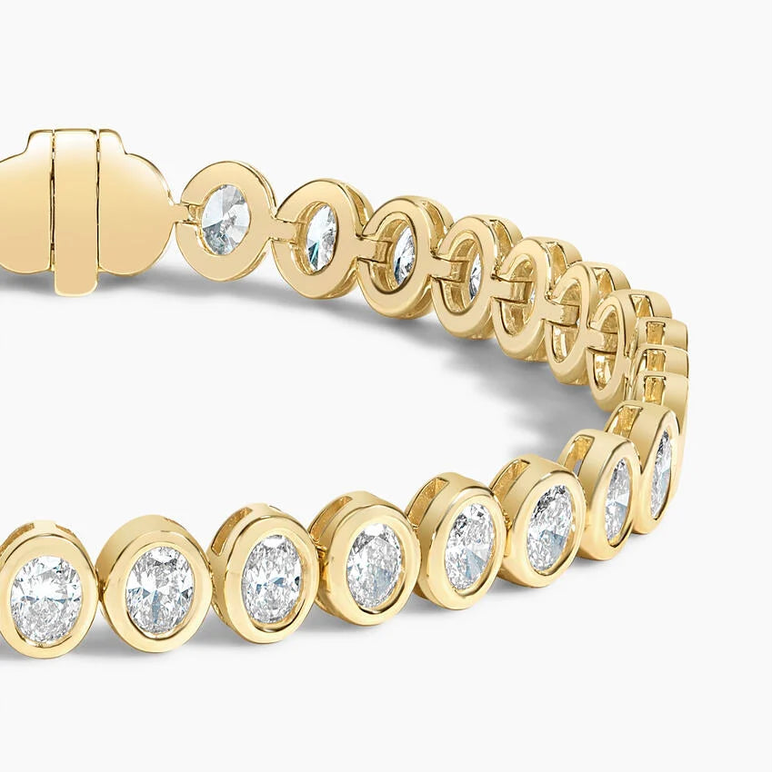 Oval Cut Bezel Set Diamond Tennis Bracelet For Women