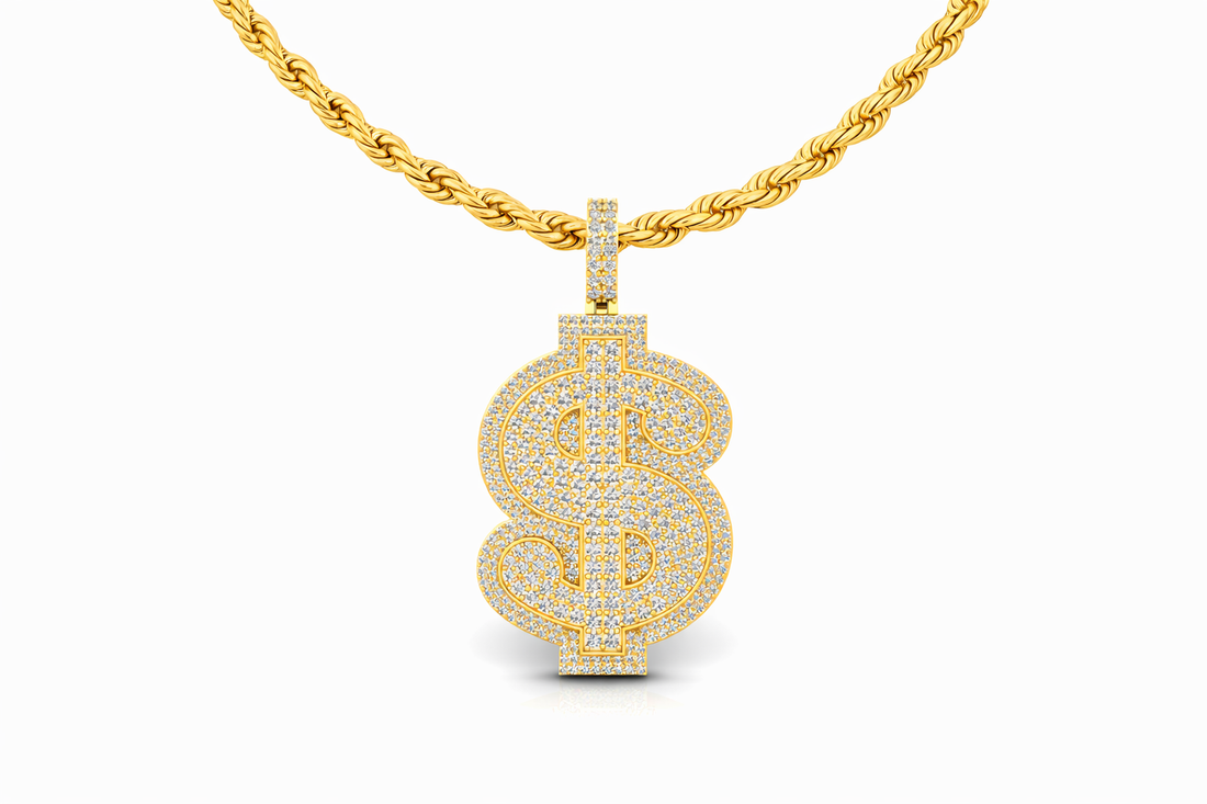 Iced Dollar Sign Diamond Pendant