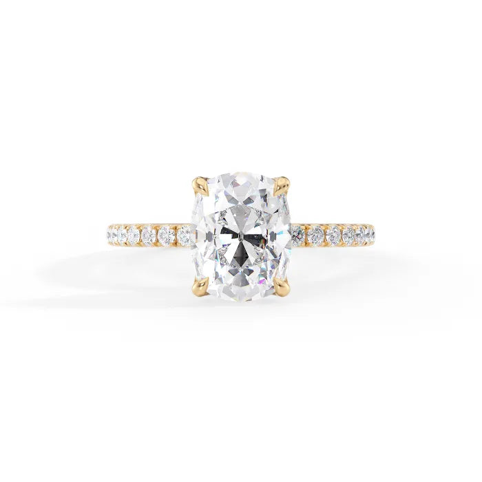 Cushion Cut Diamond Engagement Ring With Pave Band