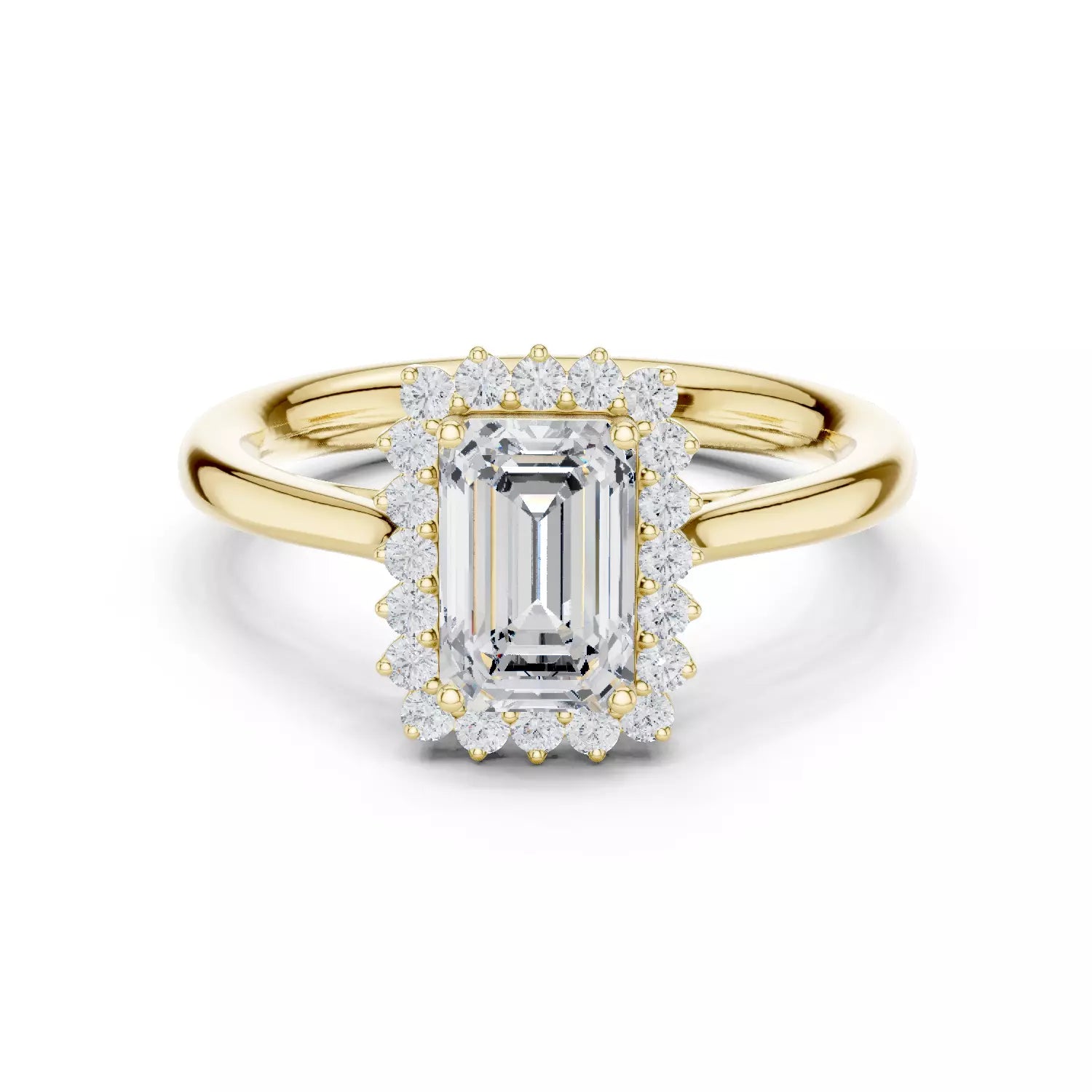 Emerald cut Diamond Halo Engagement Ring