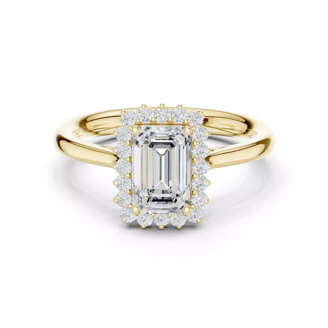 Emerald cut Diamond Halo Engagement Ring