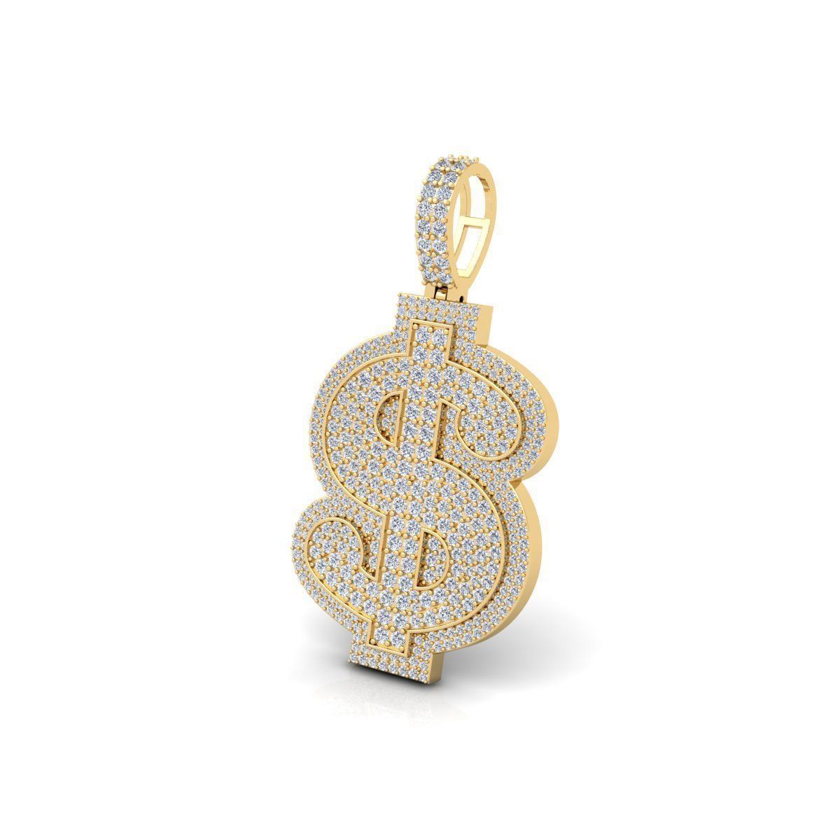 Iced Dollar Sign Diamond Pendant