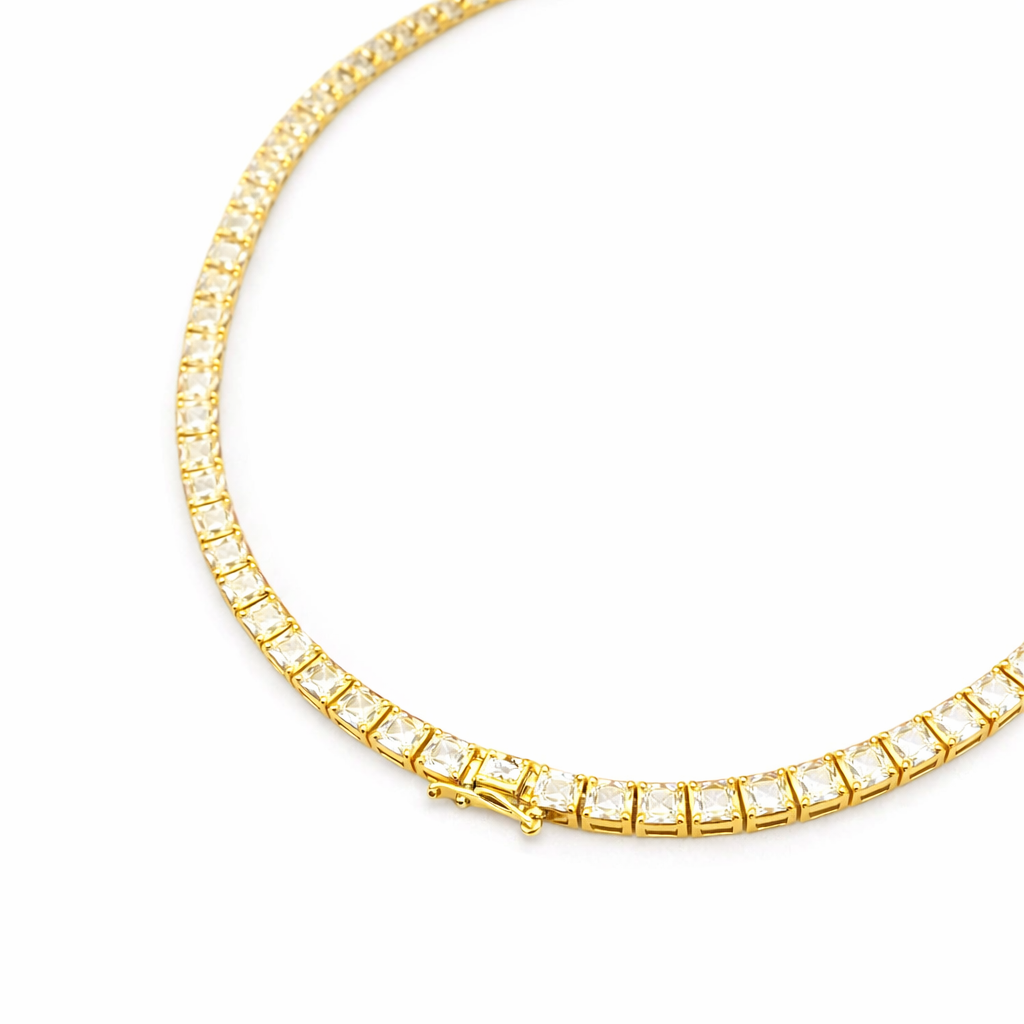 Princess Cut Diamond Tennis Necklace Classic Luxury Everyday Statement Jewelry