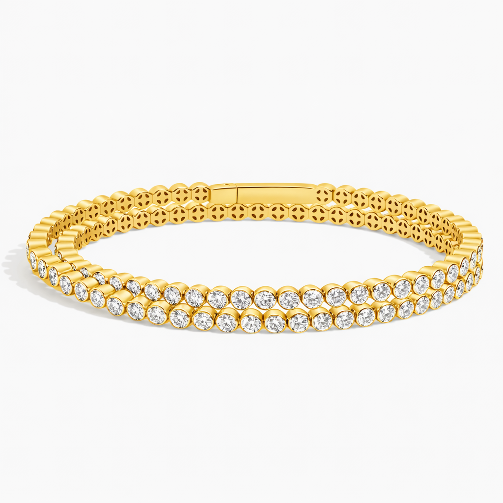 Luxury Double Row Round Diamond Tennis Bracelet For Women