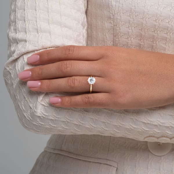 Round Cut Moissanite Diamond Six Prong Engagement Ring 14K Gold