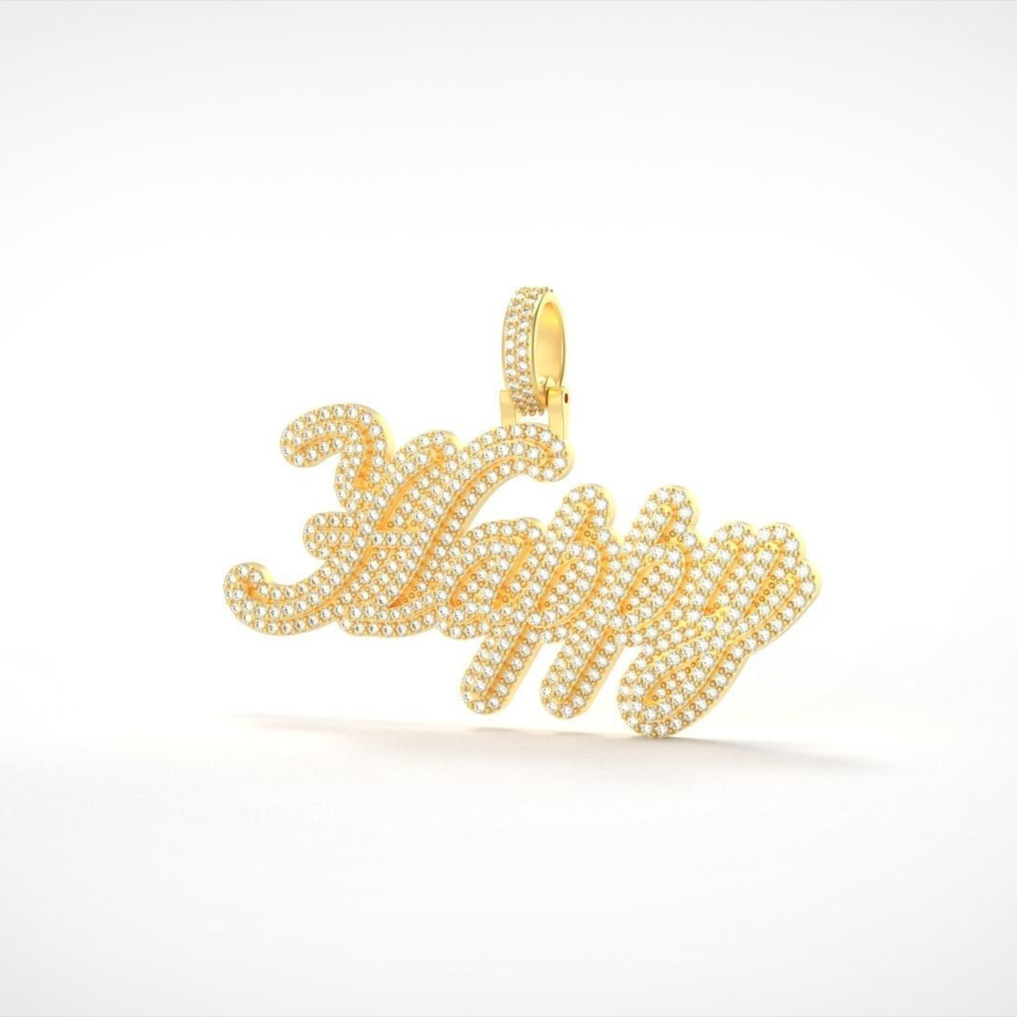 Iced Happy Name Letter Hip Hop Pendant