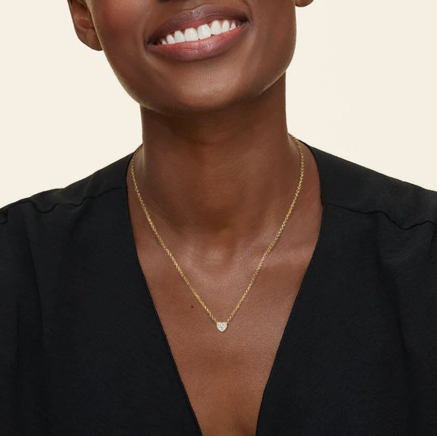 Heart Cut Bezel Set Diamond Necklace