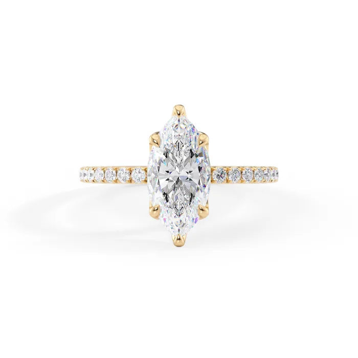 Marquise Cut Diamond Pave Band Solitaire Ring