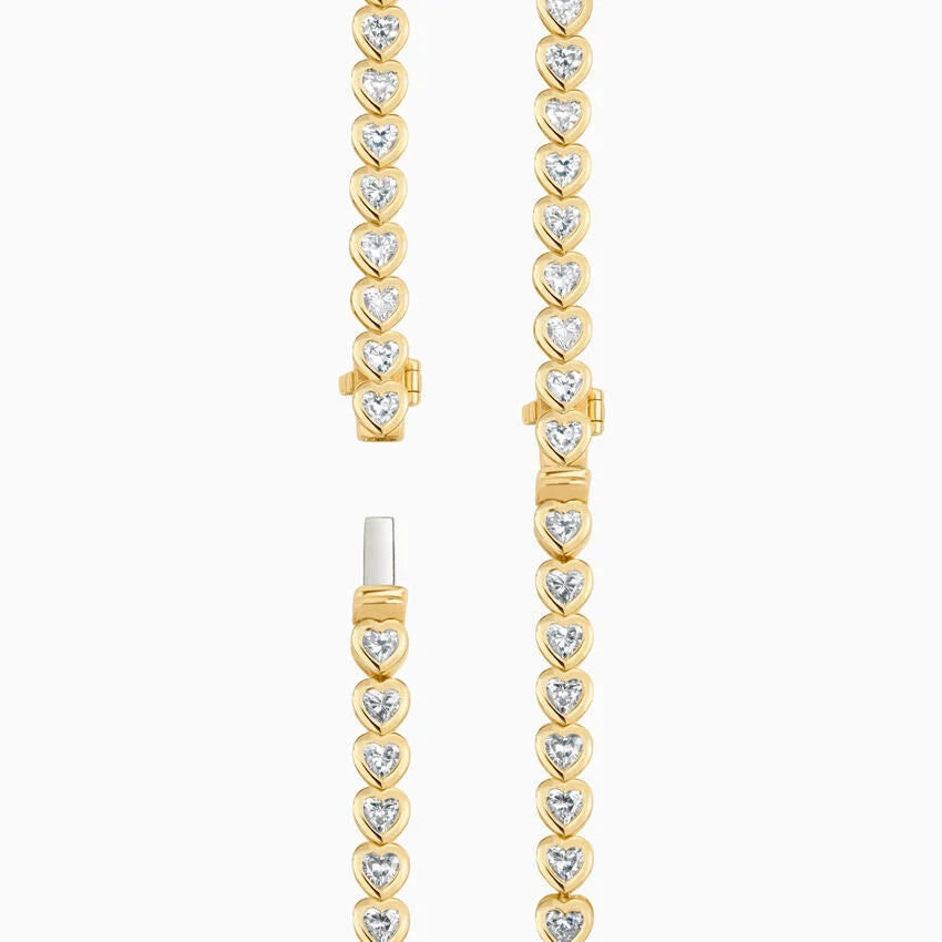Heart Shape Diamond Bezel Set Tennis Bracelet For Women