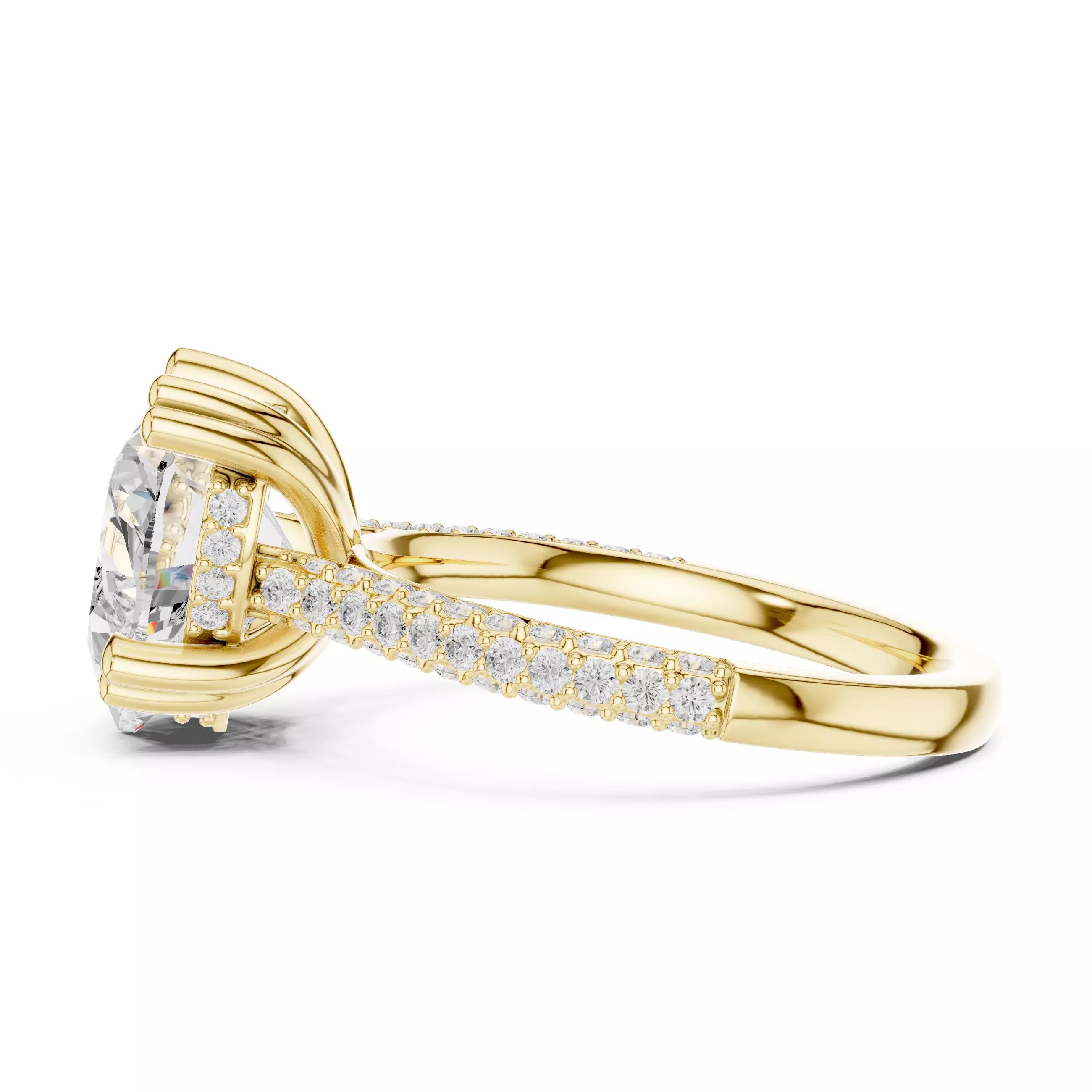 Heart cut Diamond Hidden Halo Pave Setting Engagement Ring