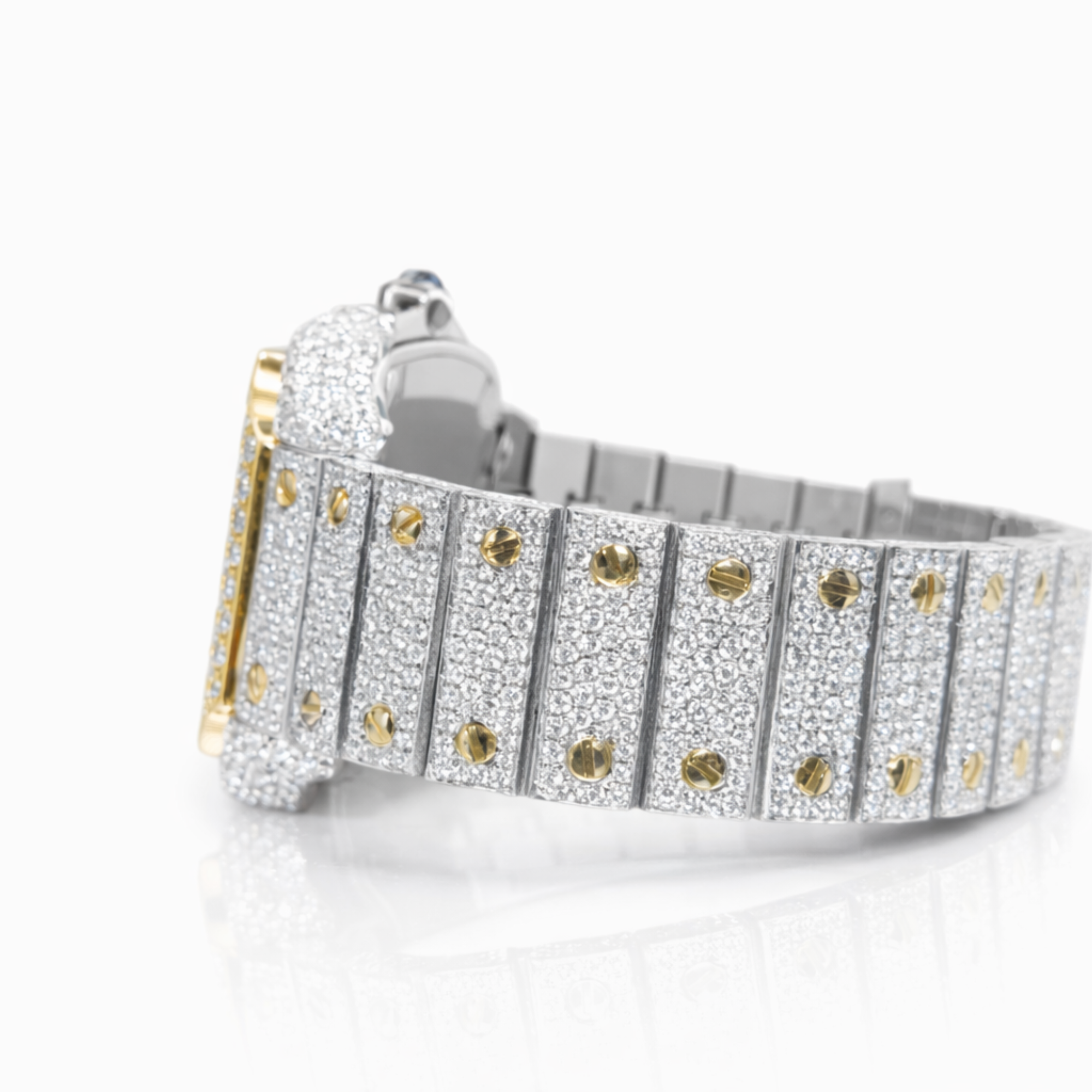 Iced Out Moissanite Diamond Luxury Two Tone Watch