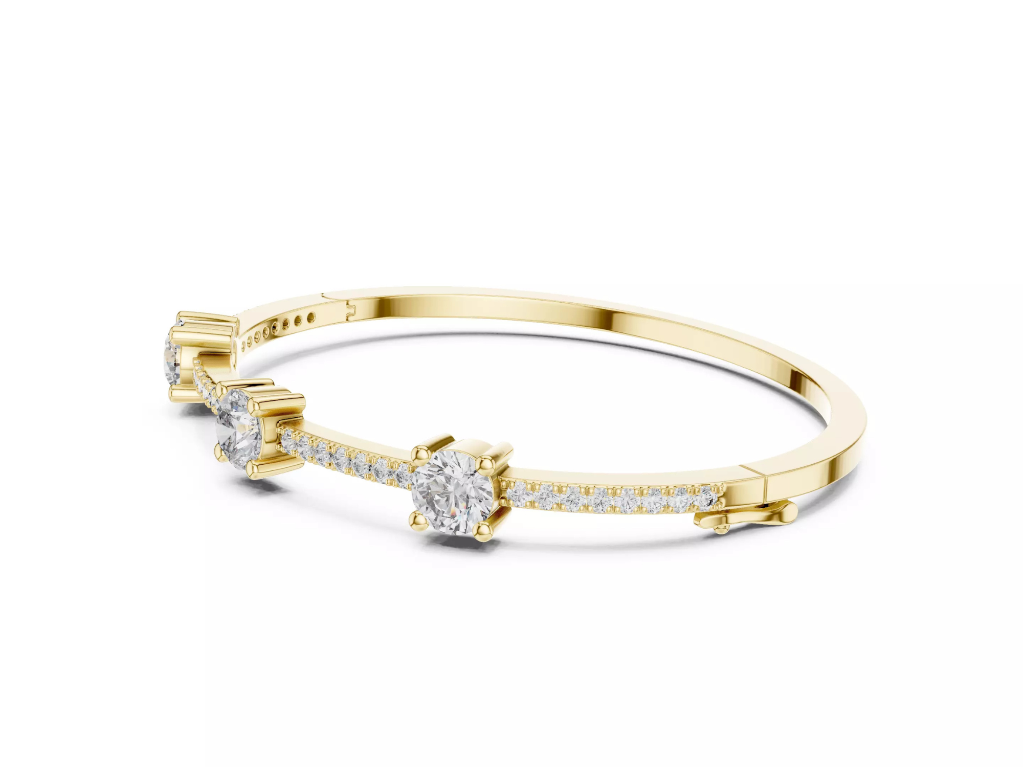 Three Stone Diamond Bangle Bracelet Luxury Jewelry