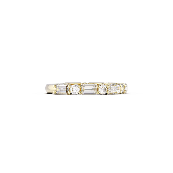 Baguette Round Cut Diamond Half Eternity Wedding Band for Women